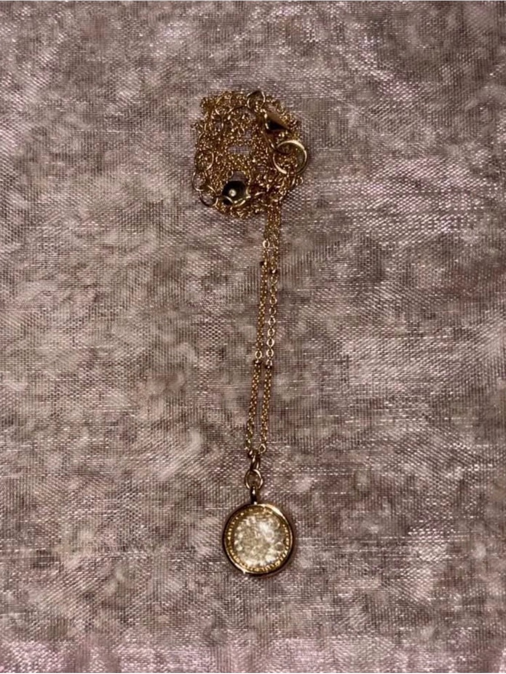 Gold Crystal Glass Pendant Necklace - Women’s Vintage Jewelry